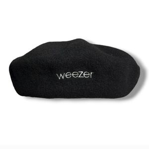 WEEZER Black Wool Beret Embroidered Logo VINTAGE Y2K